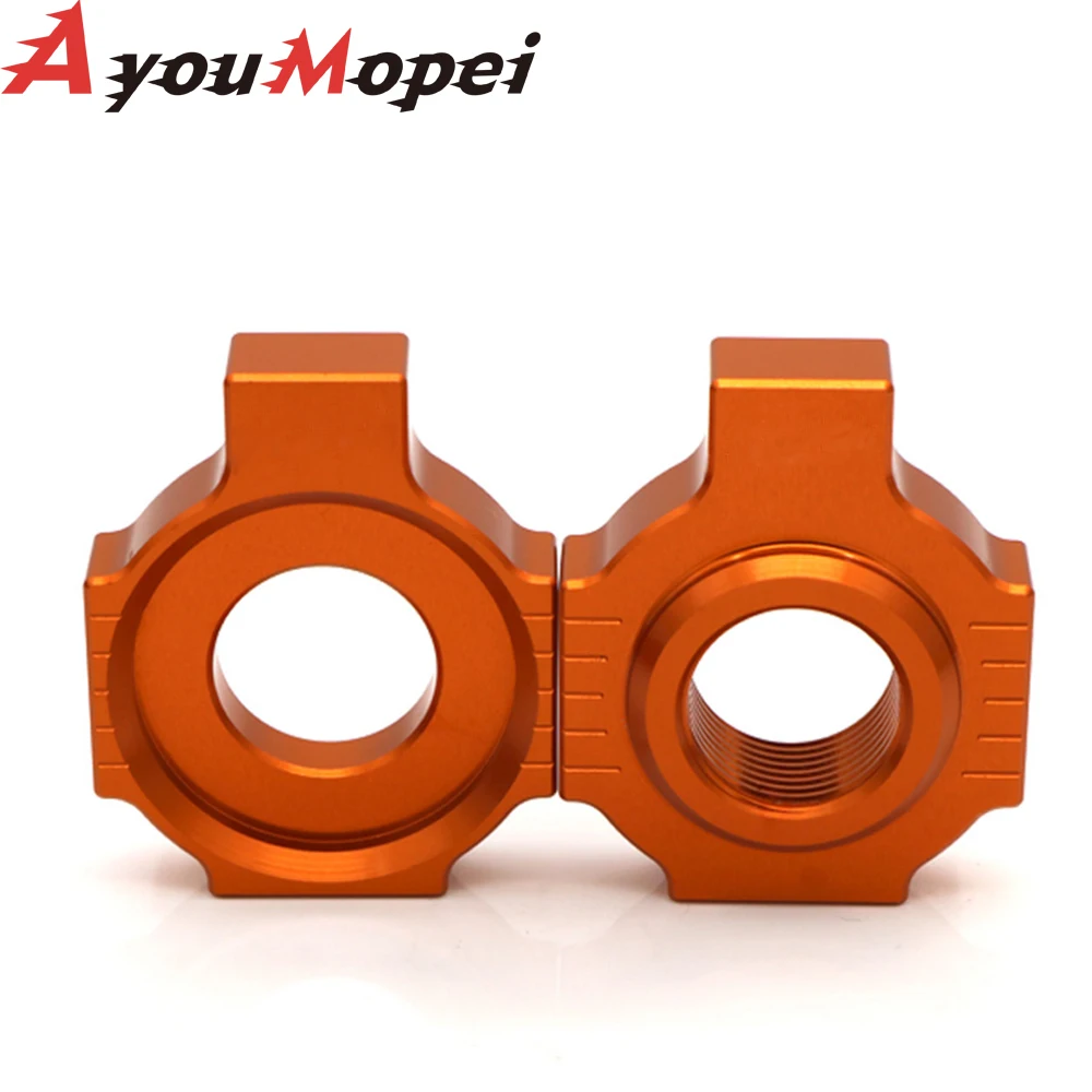 Rear Axle Chain Adjuster Slider For 125 200 250 300 380 400 450 520 525 540 EXC SXS Motorcycle Regulator Tension Fastener