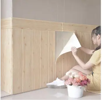 

3D three-dimensional wall sticker waterproof wood grain anti-collision decoration new background wall self-adhesive 70 * 70cm