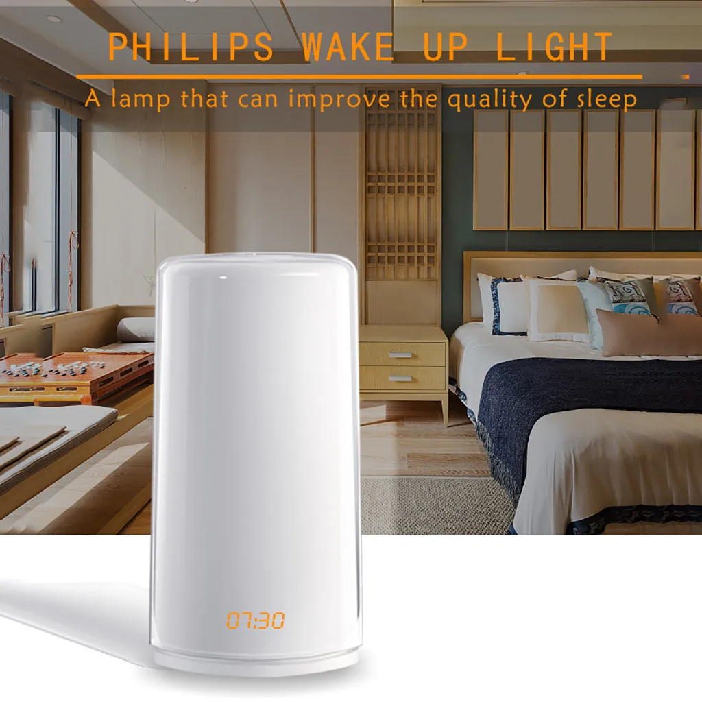 Естественный Wake Up Table Iamp Sunrise Simulation натуральный звон светодиодный Будильник умные аксессуары для дома многофункциональные часы