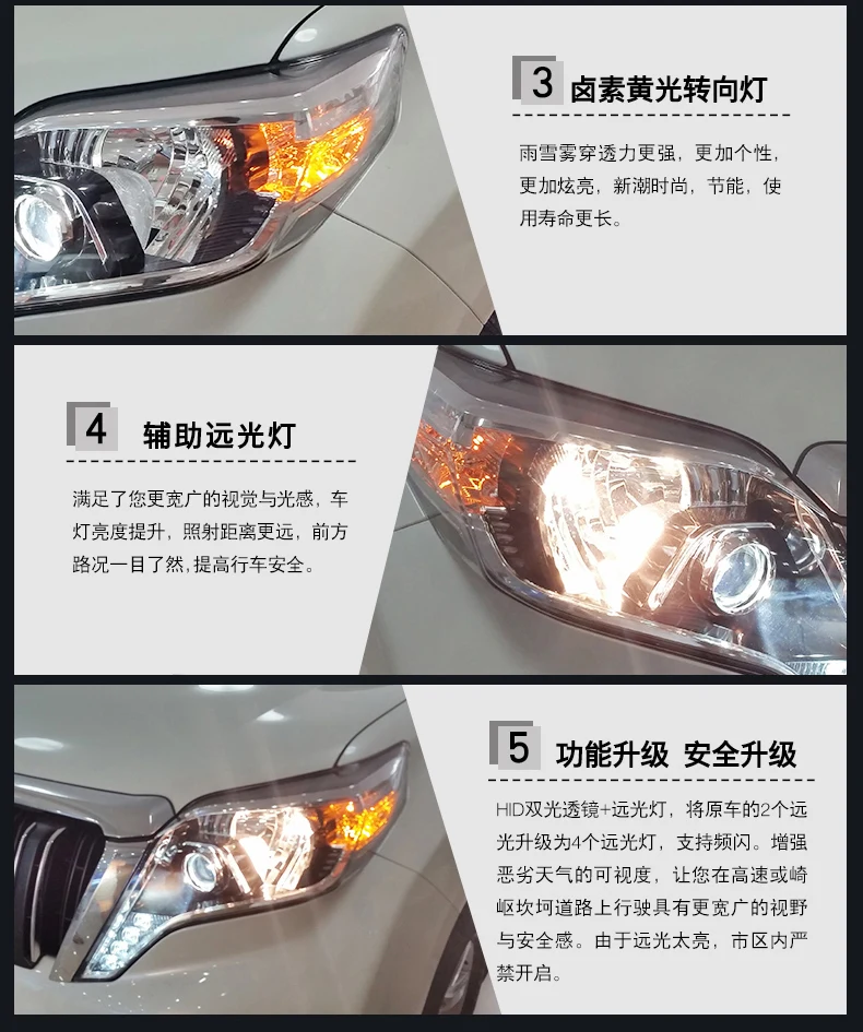 Автомобильный Стайлинг, фара для Toyota Prado, фара,,, фара, светодиодный, DRL, двойной объектив, биксенон, дальний, ближний свет, поворот