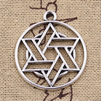 

4pcs Charms Hexagram Star Of David Shield 33x29mm Antique Silver Color Pendants Making DIY Handmade Tibetan Finding Jewelry