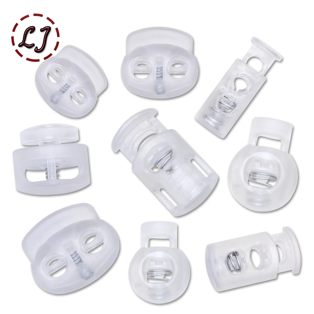 New 10pcs Cord Lock Plastic Stopper Cord Ends Toggles Clip Buckle Button Clear Frost Shoelace Sportswear DIY Bag Accessories