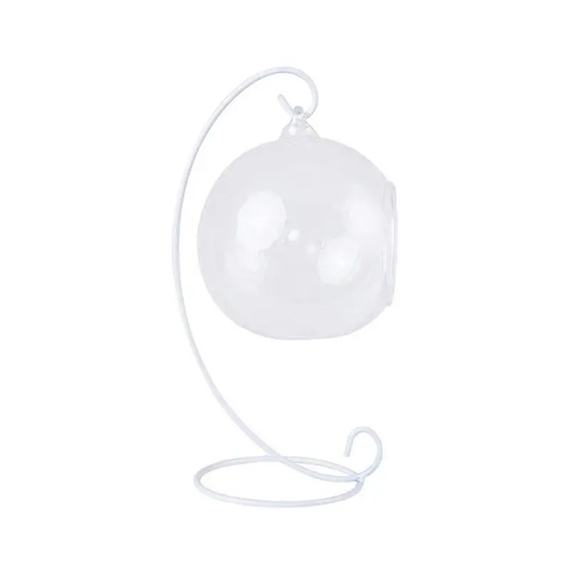 

(6 Pack) Ornament Display Stand, White Iron Hanging Stand Rack Holder for Hanging Glass Globe Air Plant Terrarium, Witch Ball, C