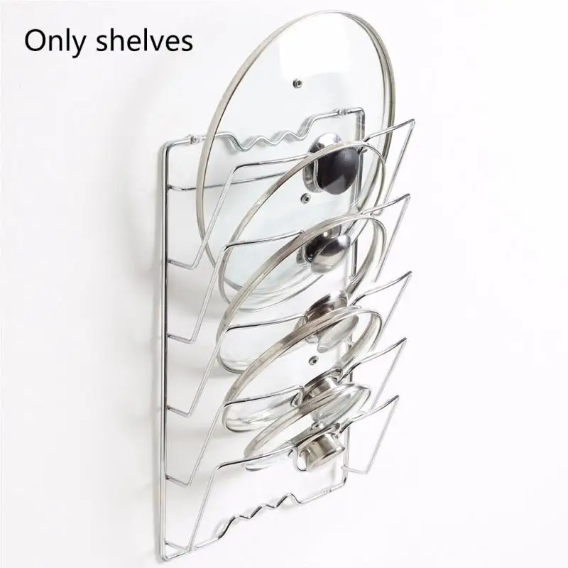 Metal Pan Lid Holder Anti-fall Wall Mount Multi-layer Storage Rack Save Space Rustproof Pot Cover Rack Tools Kitchen Accessories