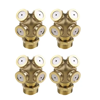 

4pcs Brass 4 Hole Mist Spray Nozzle Agricultural Water Sprayer Nozzles Garden Sprinkler Lawn Misting Watering Irrigation 4 Point