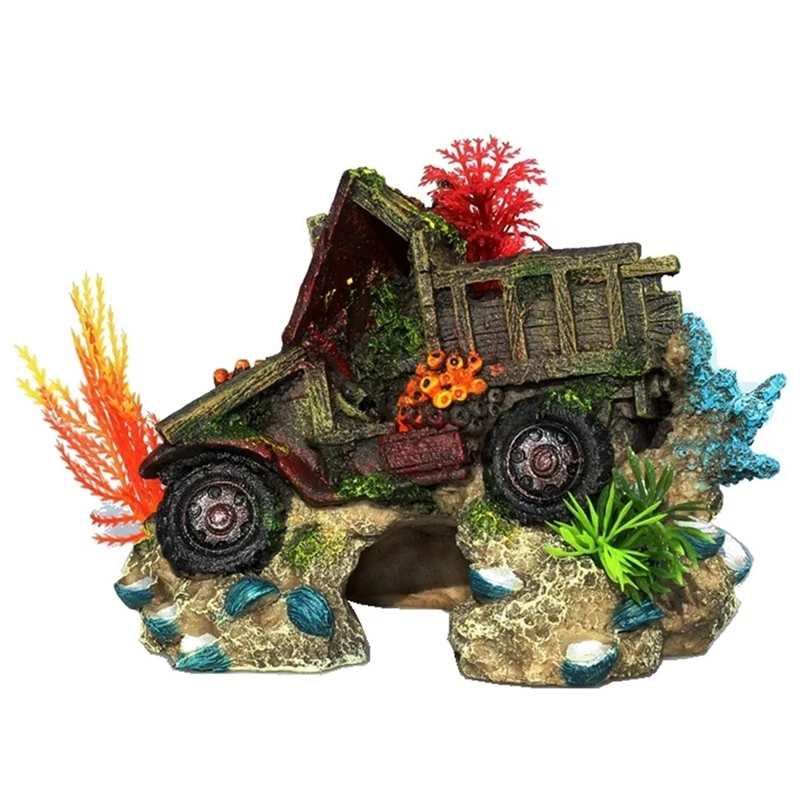 Aquarium Shell Truck Wreck Coral Reef Decoration Ornaments Fish Shrimp