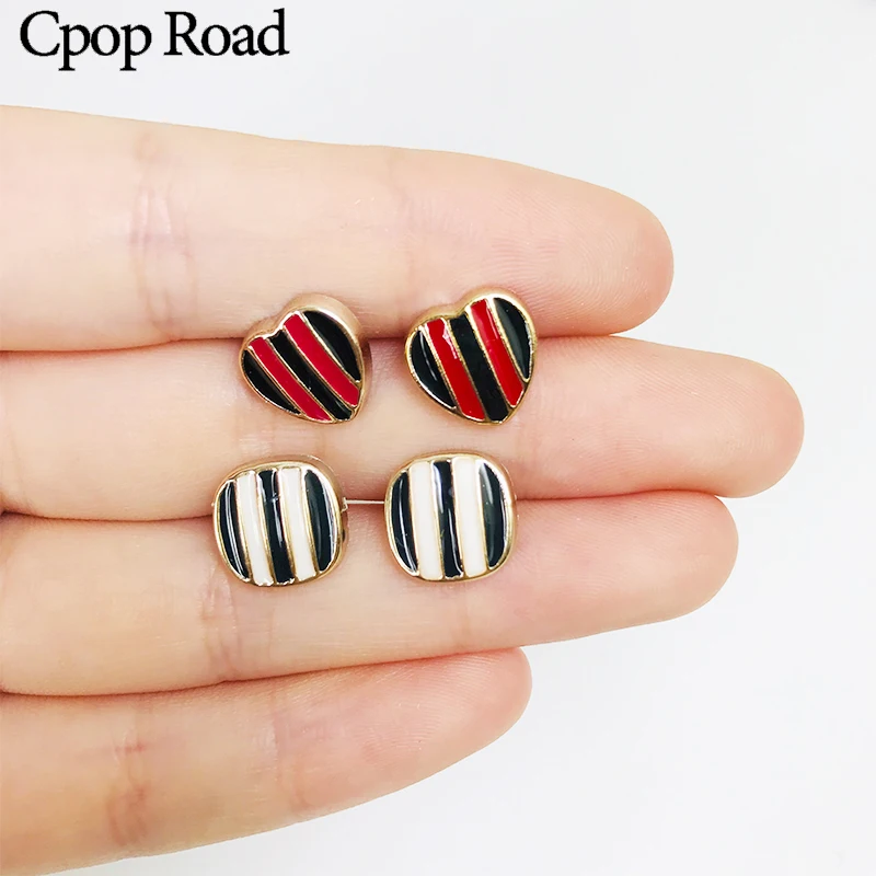 Cpop новые милые серьги гвоздики в форме сердца с масляными каплями для женщин