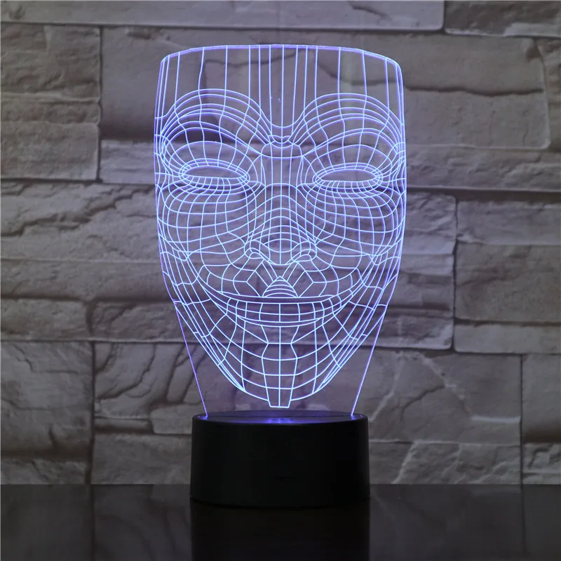 3D лампа V для вендетты, лучший подарок для детей, сенсорный сенсор, быстрая, яркая база для декора комнаты, светодиодный ночник, светильник