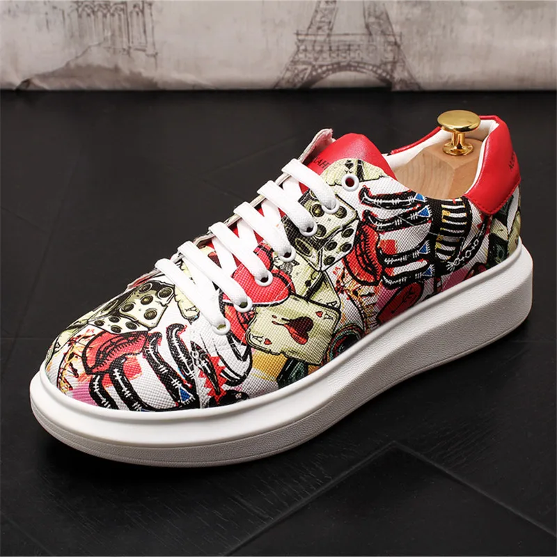 Men's Shoes Sneaker New Small White Shoes Men's Print Casual Shoes Wild Fashion Classic Men's Wedding Party Loafers Shoes