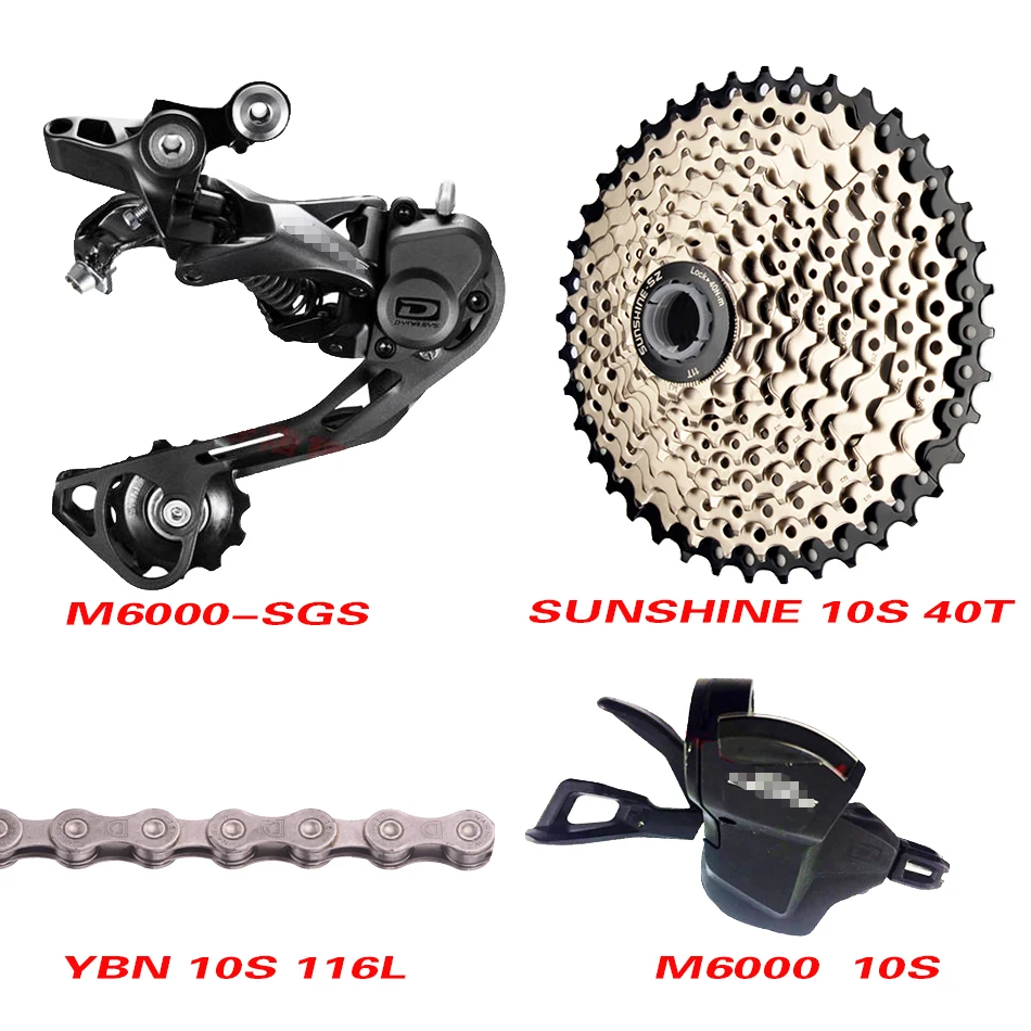 SUN40T YBN 112L SGS M6000/M610/M615 10 Geschwindigkeit Schalthebel Schaltwerke+ 42T 46T 50T SONNENSCHEIN Cassette 10 GESCHWINDIGKEIT Kette Groupset - Цвет: SUN40T YBN 112L SGS