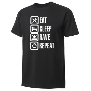 

T Shirt Men'S Funny Cartoon T-Shirt Eat Sleep Rave Repeat Mens Raglan Shirt Fashion Hip Hop Short Sleeved Casual Men Tees Tops