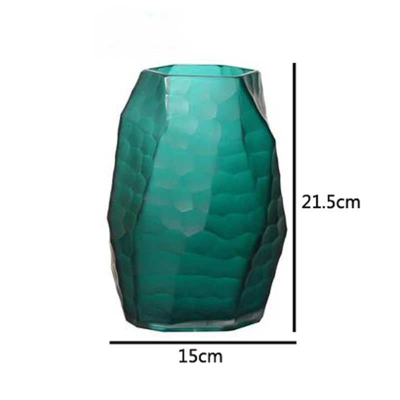 A12 Malachite green Европейская резная стеклянная ваза ручной работы, креативные геометрические красочные высушенные цветочные вазы, товары для дома, дизайнерские Свадебные украшения - Цвет: A12 Malachite green