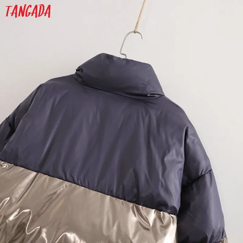 Tangada, женские парки большого размера с цветными блоками, двухсторонняя одежда, толстая,, с длинным рукавом, с карманами, женское элегантное теплое зимнее пальто, 1D178