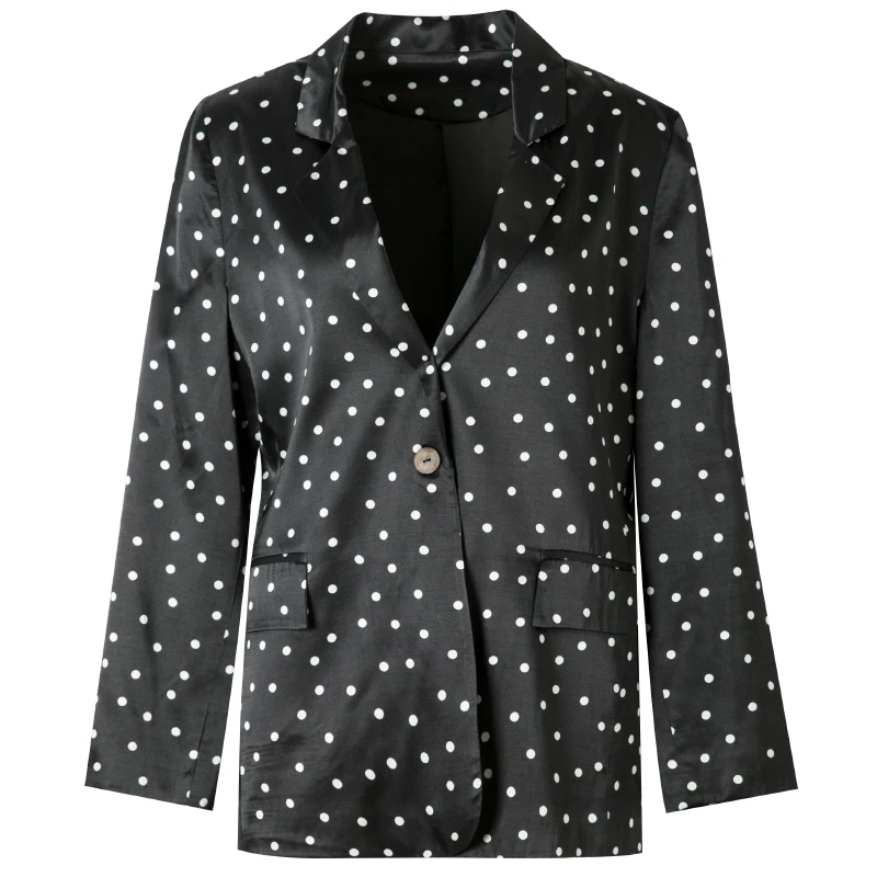 Новинка шелк тутового шелка для женщин Pokla Dot костюм чистый шелк блейзеры Повседневная осенняя куртка M L XL
