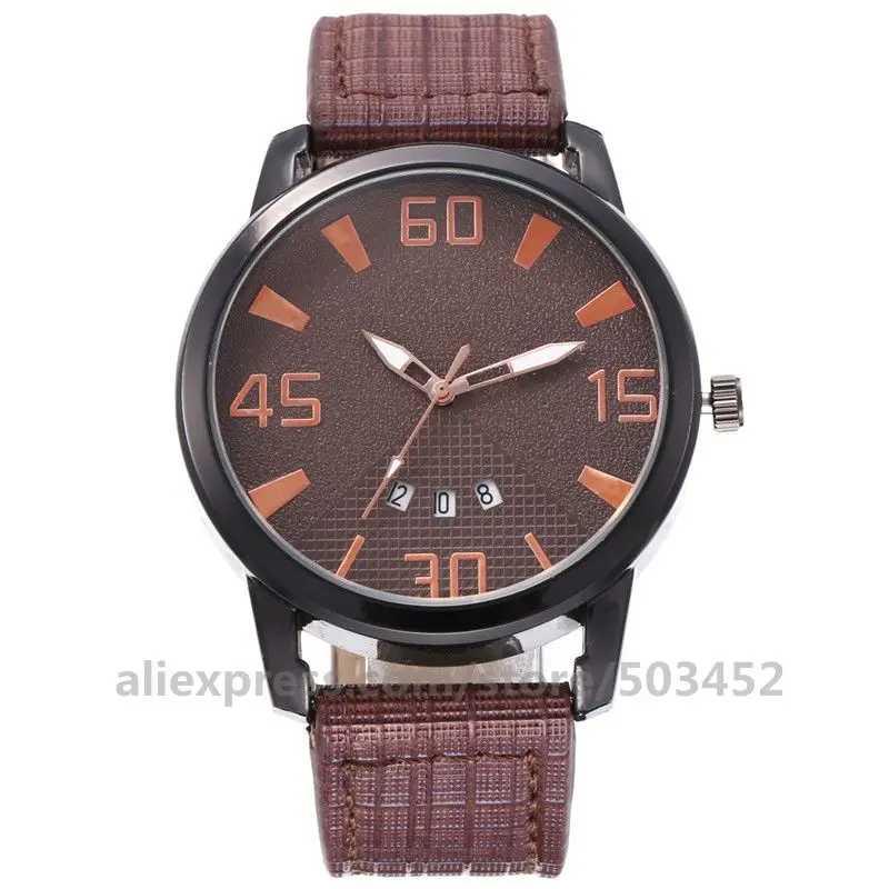 100pcs/lot 920520 Kol Saati Simple Design Leather Calendar Sports Watch Birthday Gift Clock Three Eye Mens Watches
