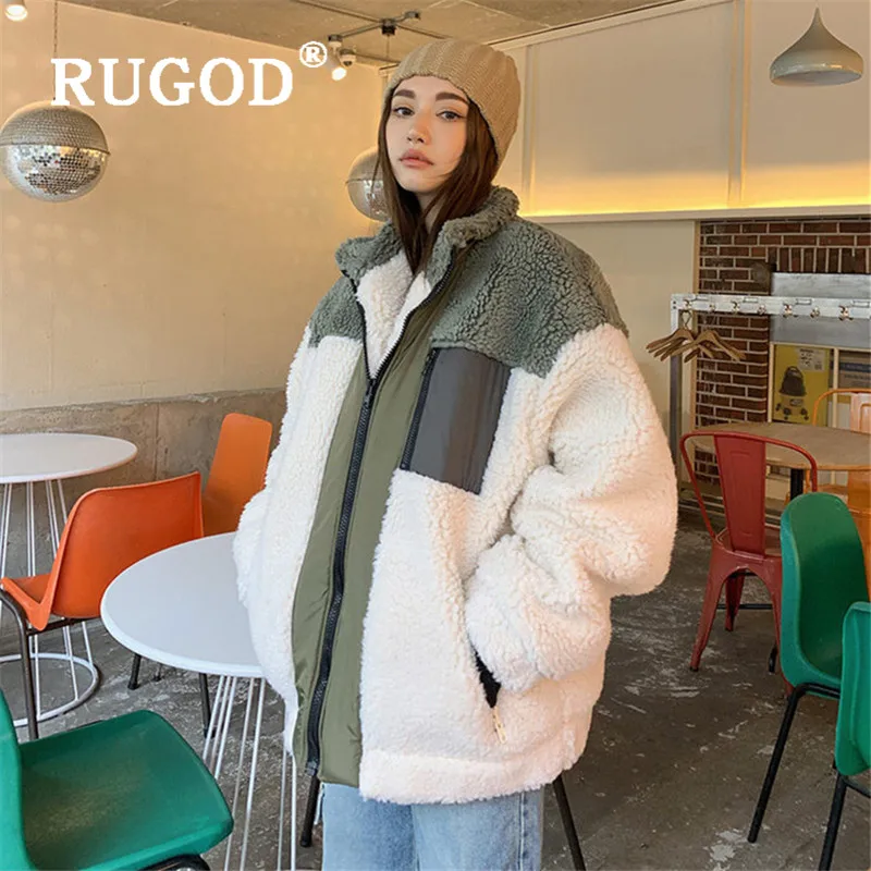 RUGOD шерстяное пальто больших размеров, женская теплая флисовая куртка, женские зимние пальто, уличная одежда в Корейском стиле, Женская мода