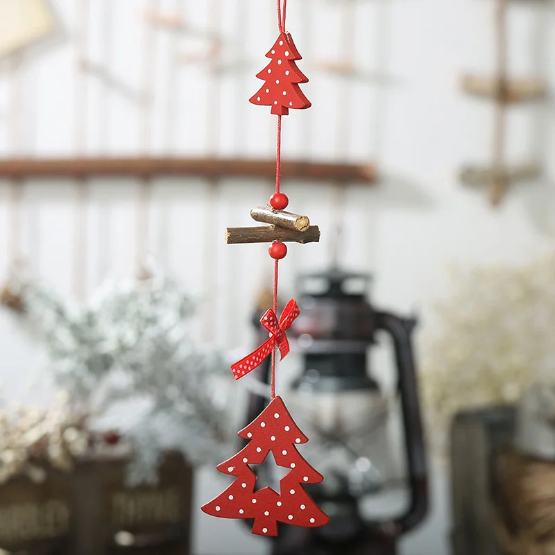 1/2/3Pc Red Dot Heart Snowflake Xmas Tree Angel Star Wooden Pendants Ornaments Christmas Hanging Decorations For Home Navidad