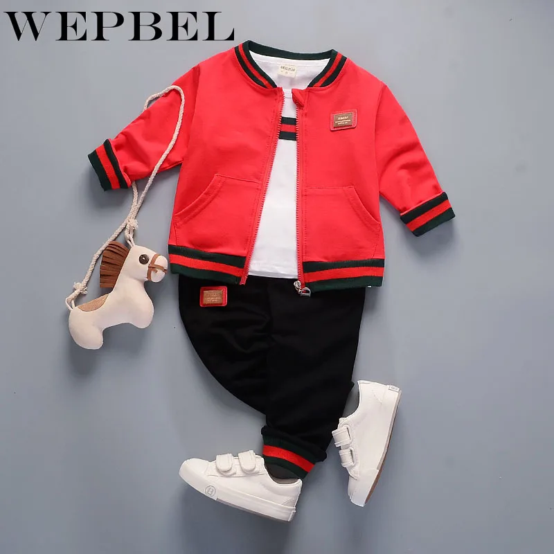 WEPBEL/комплекты одежды для малышей; комплекты одежды для маленьких мальчиков и девочек; пальто; футболка; штаны; Детские повседневные Костюмы
