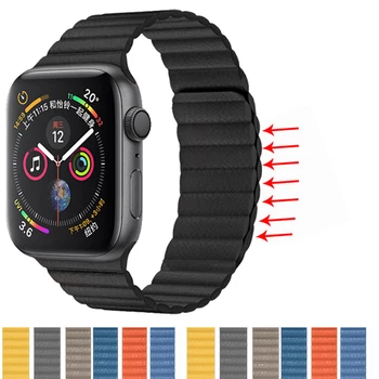 

Double Magnetic Clasp Strap for Apple watch band 42mm 38mm 44mm 40mm Leather loop correa iwatch Series 4 5 3 bracelet watchband