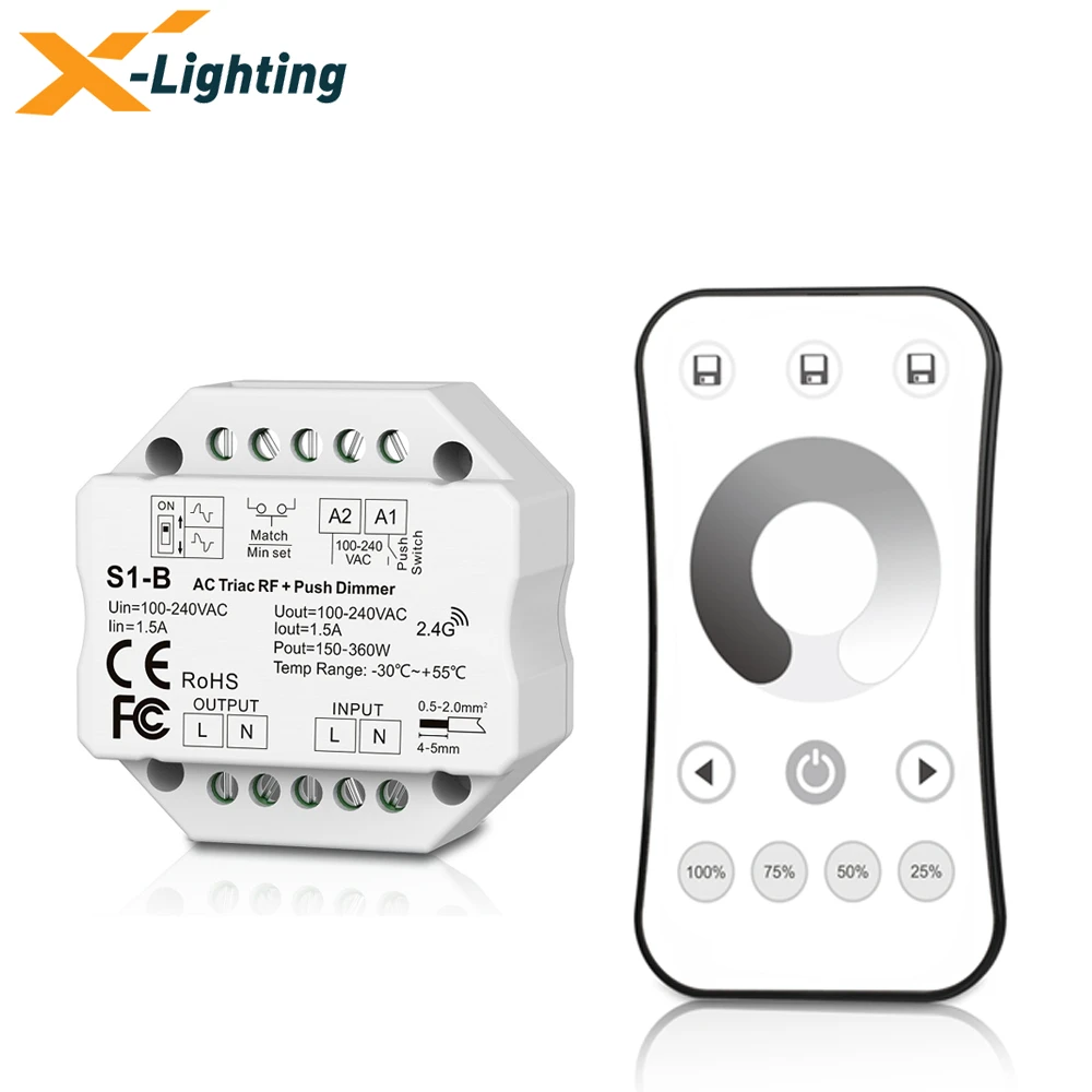 Mam Installatie Af en toe LED Dimmer 220V AC Triac Dimmer 230V 110V Wireless RF Dimmable Push Switch  with 2.4G Remote Dimmer for LED Lamp 220V Bulb S1 B|RGB Controlers| -  AliExpress