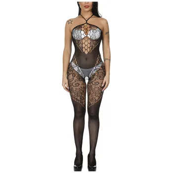 

Onesie Women's Sexy Hollow Out One-piece Garment Buttock Net Transparent Mesh Underwear robe sets robe sets sleepwear кигуруми