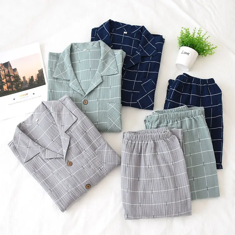 

2 Pieces /lot Spring Cotton Men's Pajamas Letter Striped Sleepwear for Men pijama Sleep&Lounge Pyjamas Trousers Home Clothes