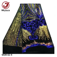 Milylace блестящая африканская Бархатная ткань, 5 ярдов, яркая черная бархатная ткань с блестками, высокое качество, вечерние WDR-02