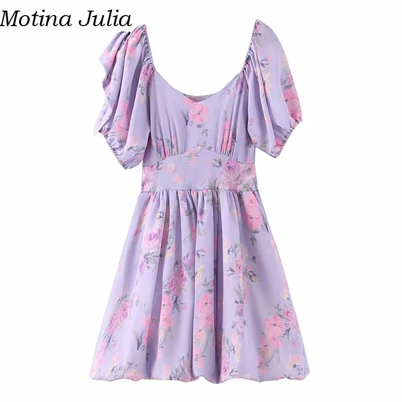 Motina Julia, сексуальное платье с рюшами и бантом, с цветочным принтом, Элегантные Короткие вечерние платья, летнее платье, повседневное, Пляжное, шикарное, женское платье, vestidos