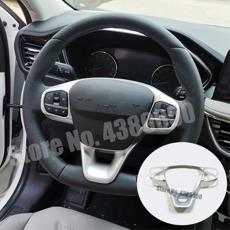 

ABS Matte/Carbon fibre For Ford Focus 2019 accessories Car Steering wheel Button frame Stickers Cover Trim car styling 1pcs