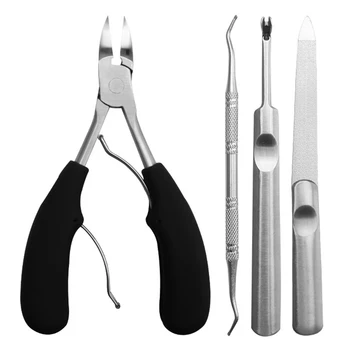 

4pcs Ingrown Toenail Tool Kit Stainless Steel Ingrown Toenail Nipper Nail Clipper Cuticle Fork With Nail File