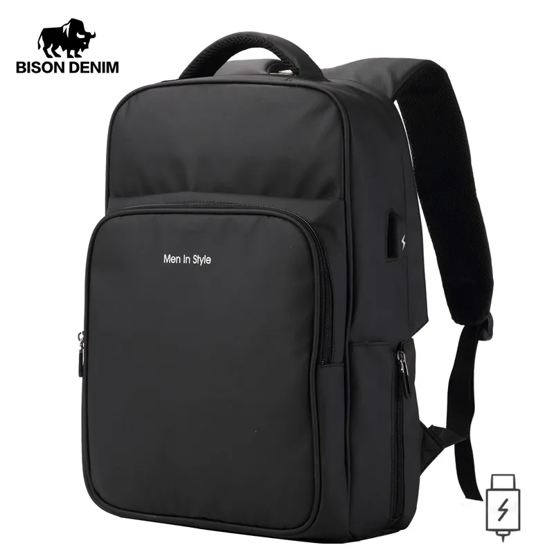 BISON DENIM Large Capacity Backpack Male 17 inches laptop school bagpack USB charging Weekend travel back pack N2767 | Багаж и сумки