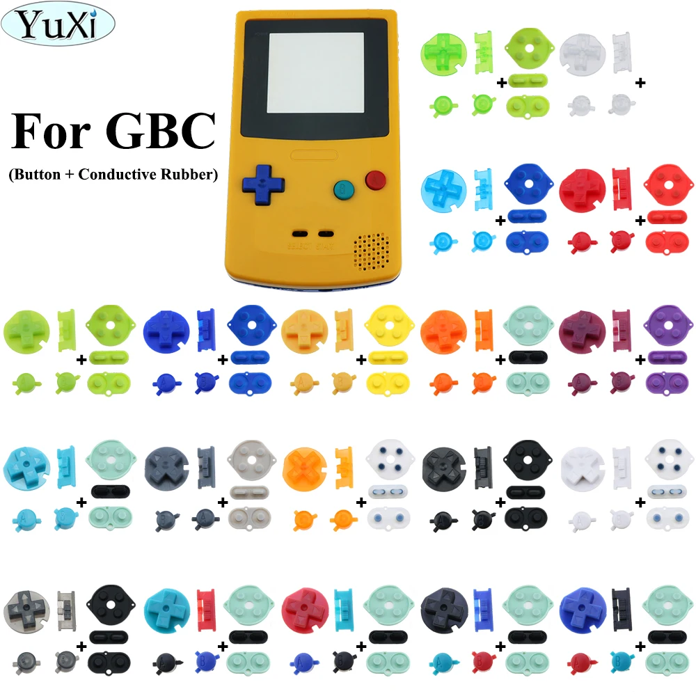 

YuXi For GBC Buttons With Silicone Rubber Conductive Pad for Gameboy Color AB D-Pad Buttons Power ON/OFF Button Keypads With Pad