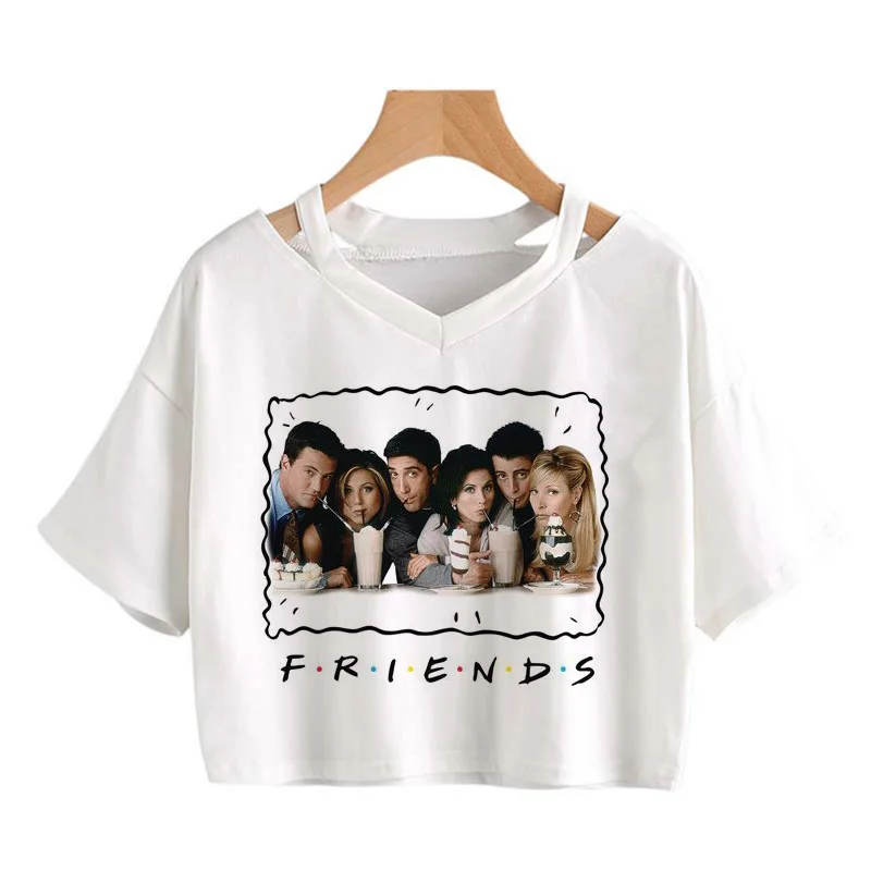Friends Tv Show T Shirt Women Ullzang Streetwear T-shirt Harajuku Funny Cartoon Fashion 90s Anime Tshirt Casual Top Tees Female sport t shirt Tees