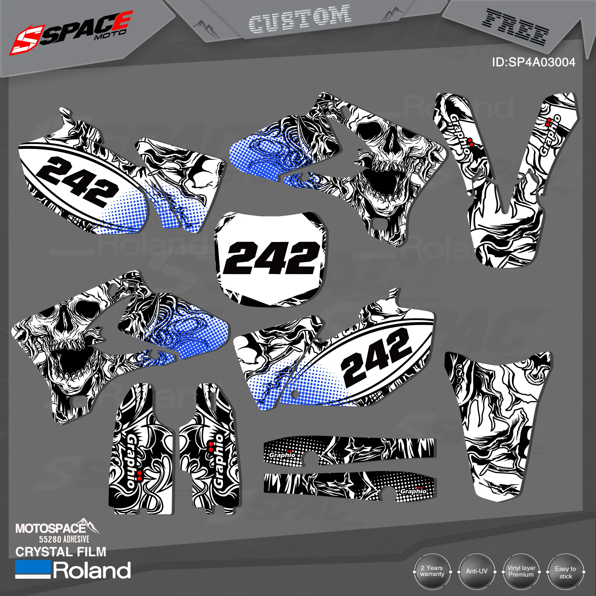 

MotoSpace Custom Team Graphics Backgrounds Decals 3M Stickers Kit For YAMAHA 2003 2004 2005YZF250-450 004