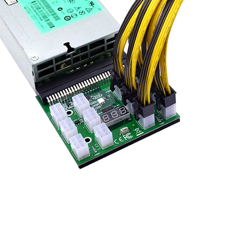 CHIPAL Power Module Breakout Board for HP 750W 1200W PSU Server Power Conversion +17pcs 12pcs 6Pin to 8Pin Power Cable for BTC-4