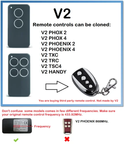 

V2 Phox 2, Phox 2 Universal Remote Control Duplicator 433.92MHz rolling code