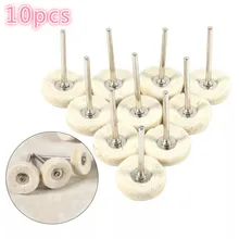 10pcs Soft Wool Polishing Wheel Column Felt Buffing Grinding Pad Metal Handle Accessories Rotary Tools 25mm