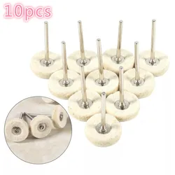 Roue de polissage en laine douce, pour colonne, feutre, tampon de polissage, poignée en métal, accessoires, outils rotatifs, 25mm, 10 pièces 