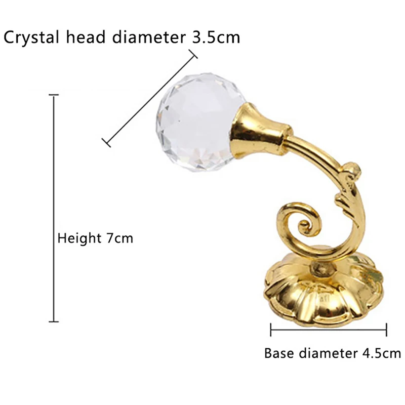 2pcs Large Curtain Rods Accessoires Metal Crystal Glass Curtain Holdback Wall Tie Back Hooks Hanger Holder