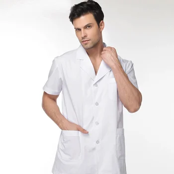 

Men White Medical Coat Clothing Medical Services Uniform Nurse Clothing Short-sleeve Polyester Protect Lab Coats Clothing