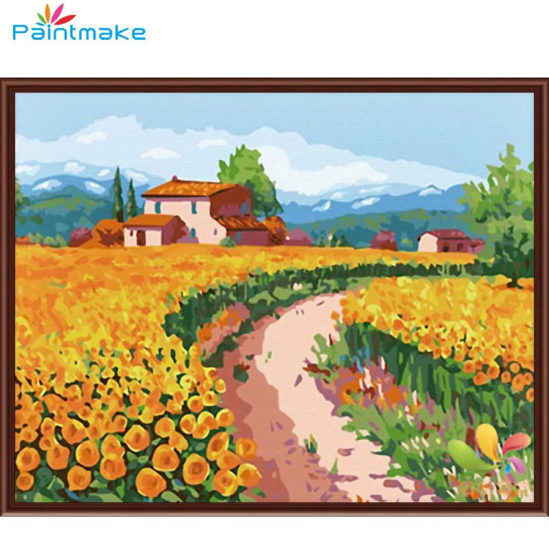 Paintmake Flower Безрамная картина DIY по номерам для домашнего декора масляная ручная