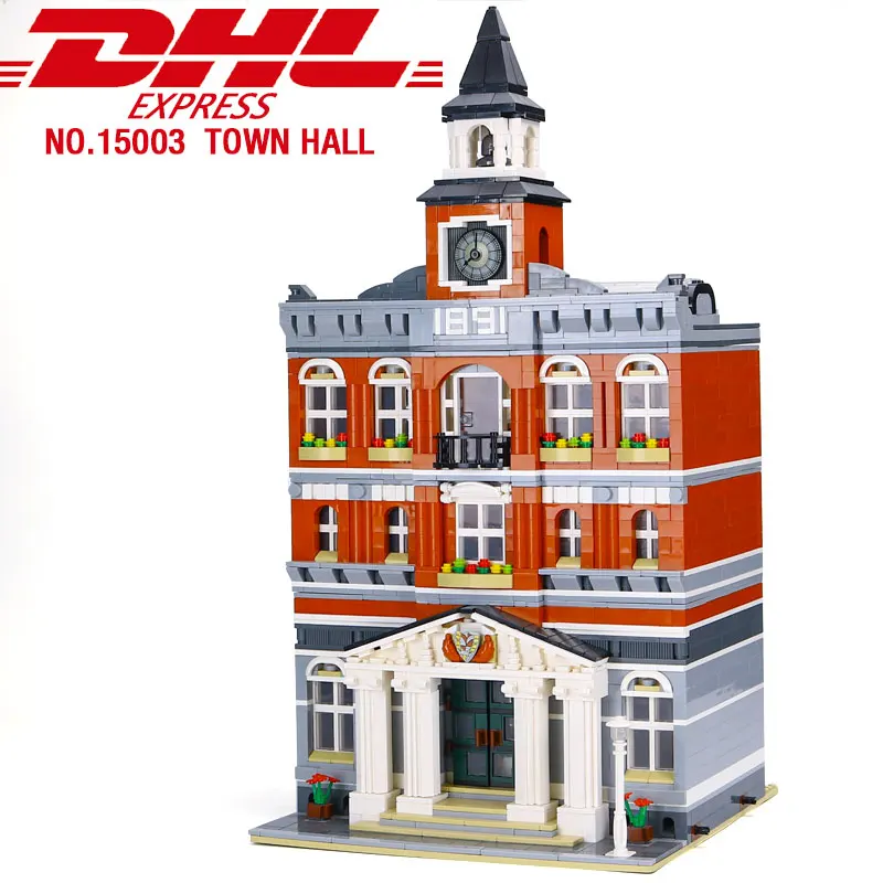 

15003 streetview Series Town Hall Architecture Building Blocks Set Model Bricks Toy Compatible with 10224 Modular Building Model