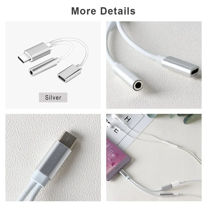 CARPRIE 2 в 1 Тип C до 3,5 мм зарядное устройство для наушников аудио разъем USB C кабель портативный разъем адаптер для мобильного телефона