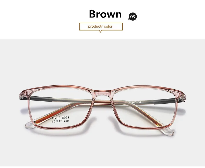 C3 Clear Brown Стильная квадратная TR90 пластина дужки прозрачные очки светильник Гибкая оптическая оправа очки для женщин и мужчин Rx-able рецептурная оправа - Цвет оправы: C3 Clear Brown