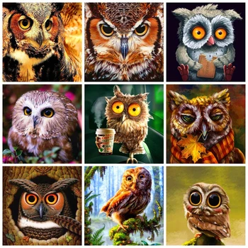 

HUACAN 5D DIY Diamond Painting Owl Animal Full Square Drill Home Decoration Embroidery Picture Art Kits Lover Gift