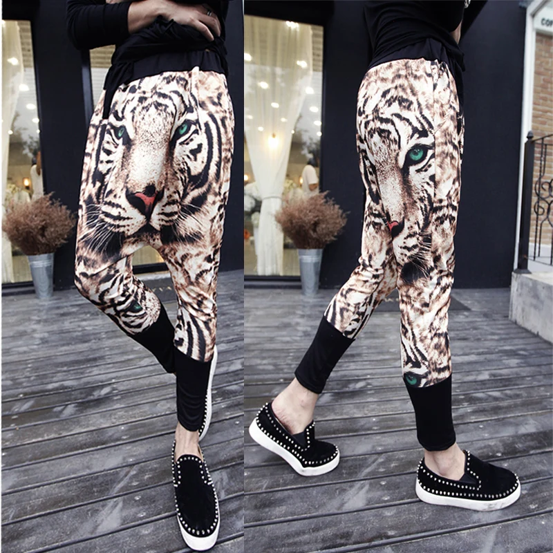 Japanese men's personality printing harem pants fashion tide male hip hop loose casual pants - Цвет: Многоцветный