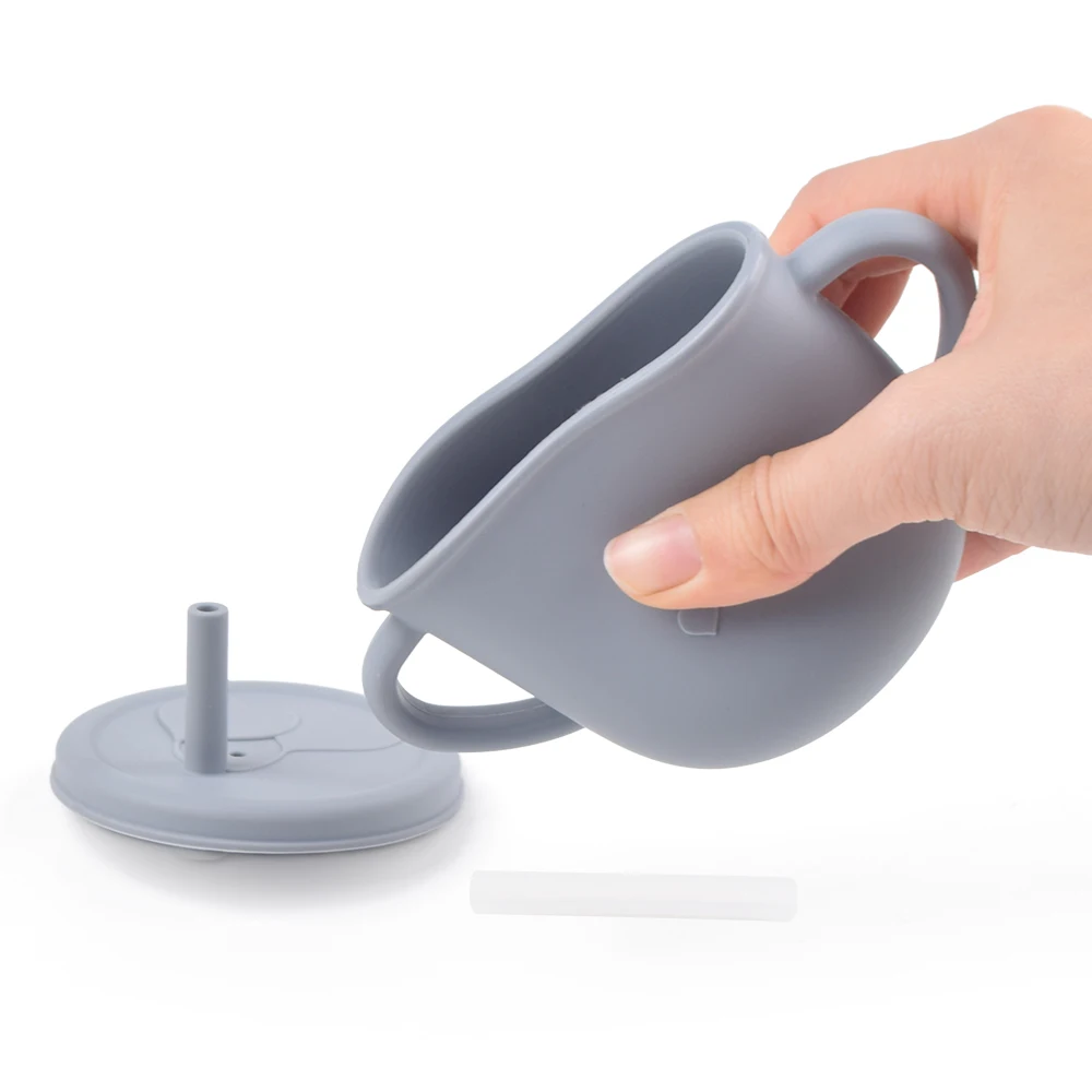 Drinking Cup Silicone Cups Feeding Cup 1Cup 2Lid Silicone Sippy Cups Snack Cup Baby Training Cup