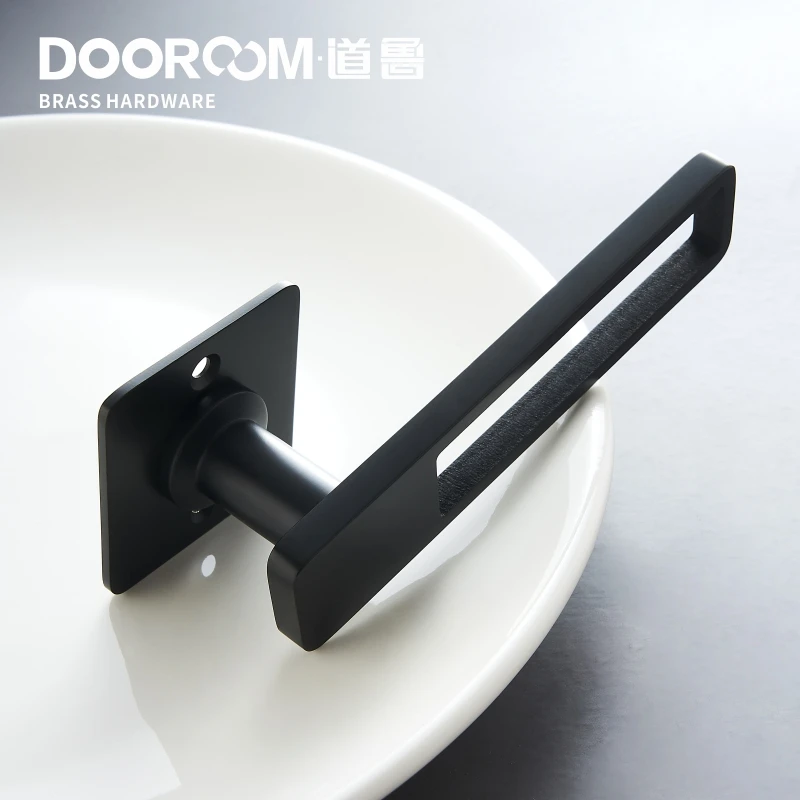 Дверной рычаг из латуни Dooroom ультратонкий бесшумный Модный черный золотой
