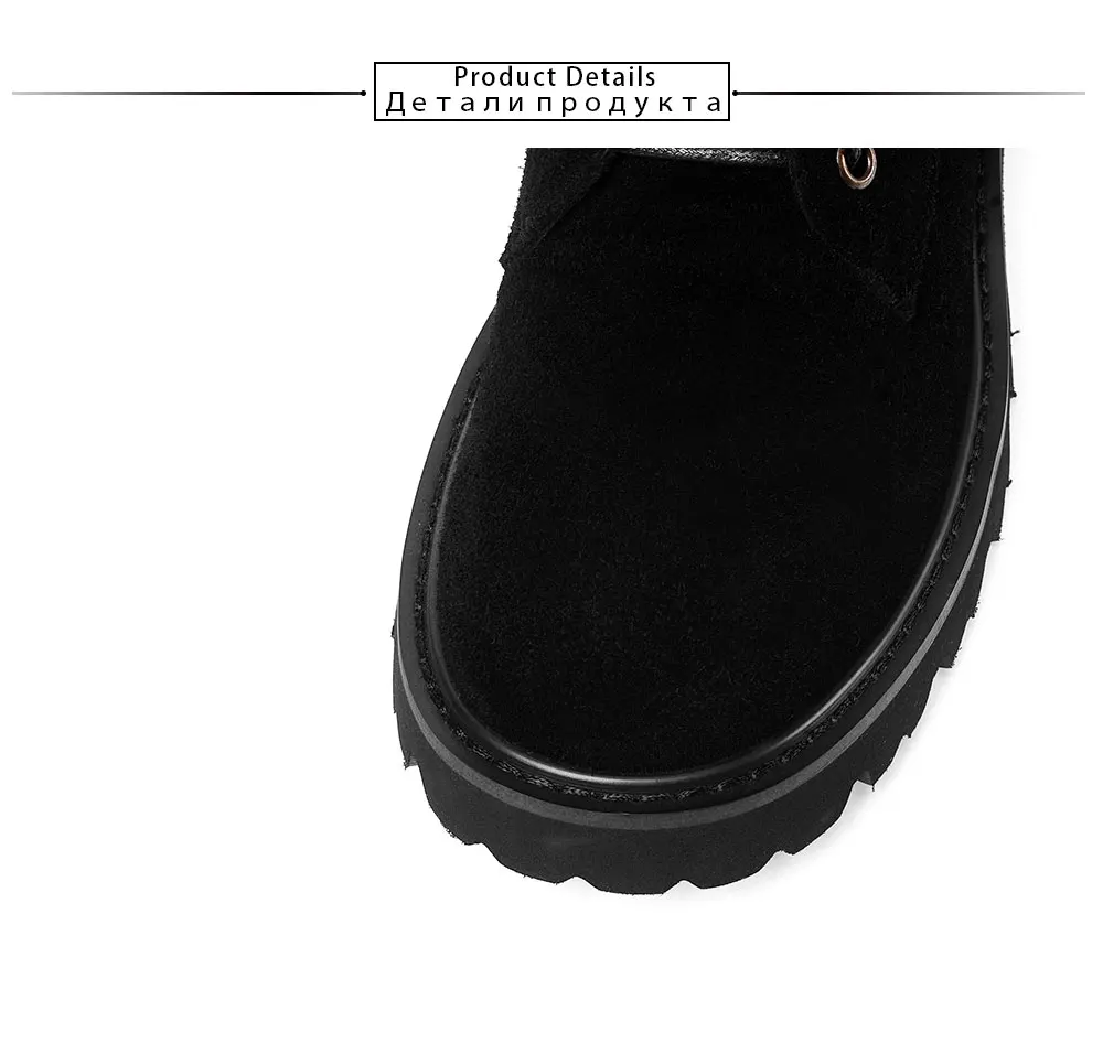 ROBESPIERE/новые зимние теплые плюшевые ботильоны; Качественная обувь из коровьей замши с круглым носком; Модные женские зимние ботинки на шнуровке в европейском стиле; B55