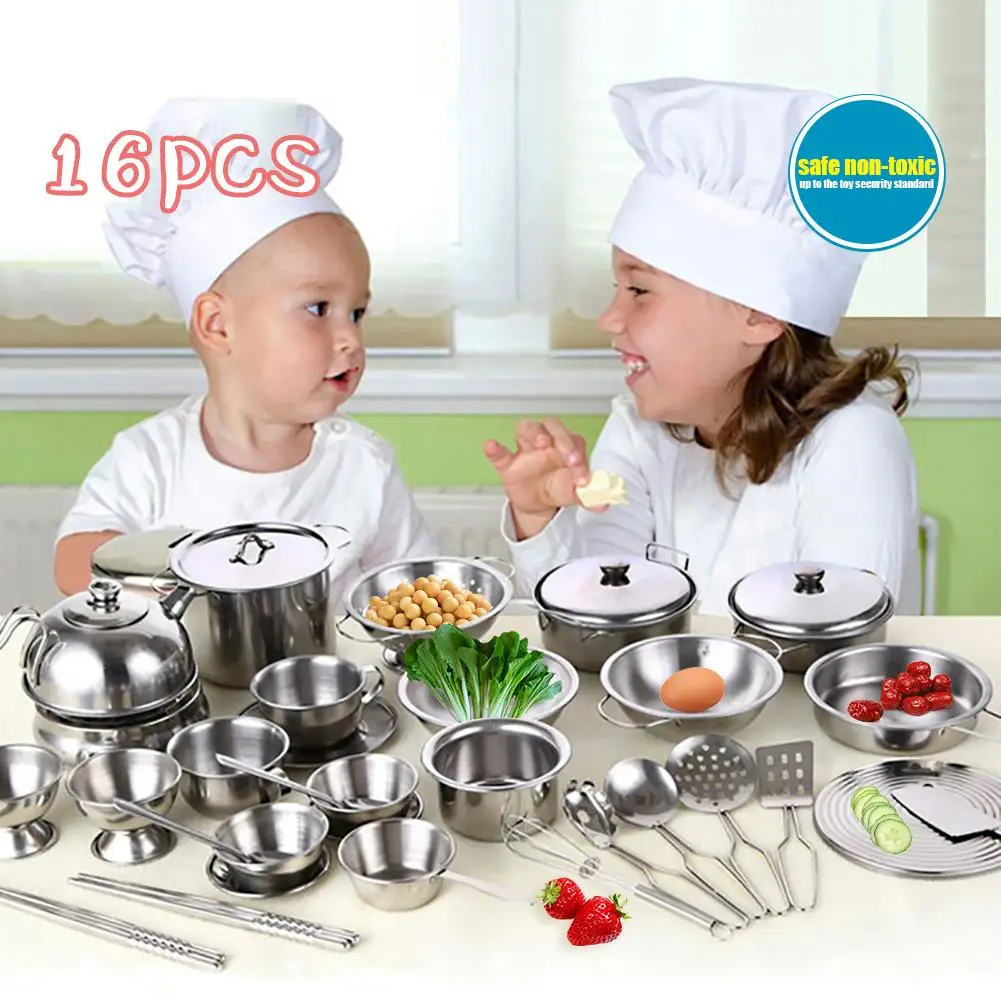 Домашняя игрушка для детей набор небьющиеся Кухонные Игрушки из нержавеющей стали игрушка для мальчиков и девочек кухонная мини-модель кухонный набор подарок